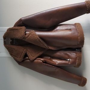 Guess Faux Leather Sherpa Moto Jacket, Small